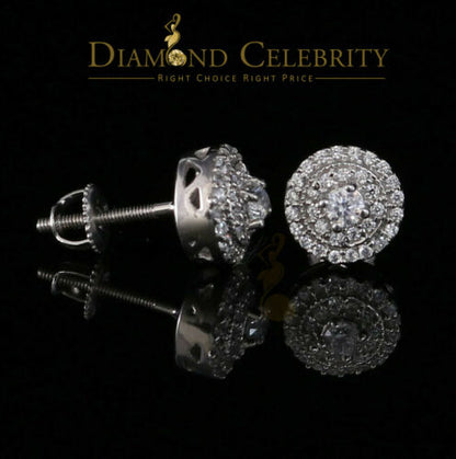 DiamondCelebritees  White Sterling Silver 0.78ct Cubic Zirconia Ladies 925 Hip Hop Round Earrings