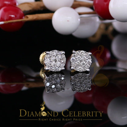 DiamondCelebritees 0.50CT Real Diamond 10K Real Yellow Gold Men's/Women's Stud Round Earring