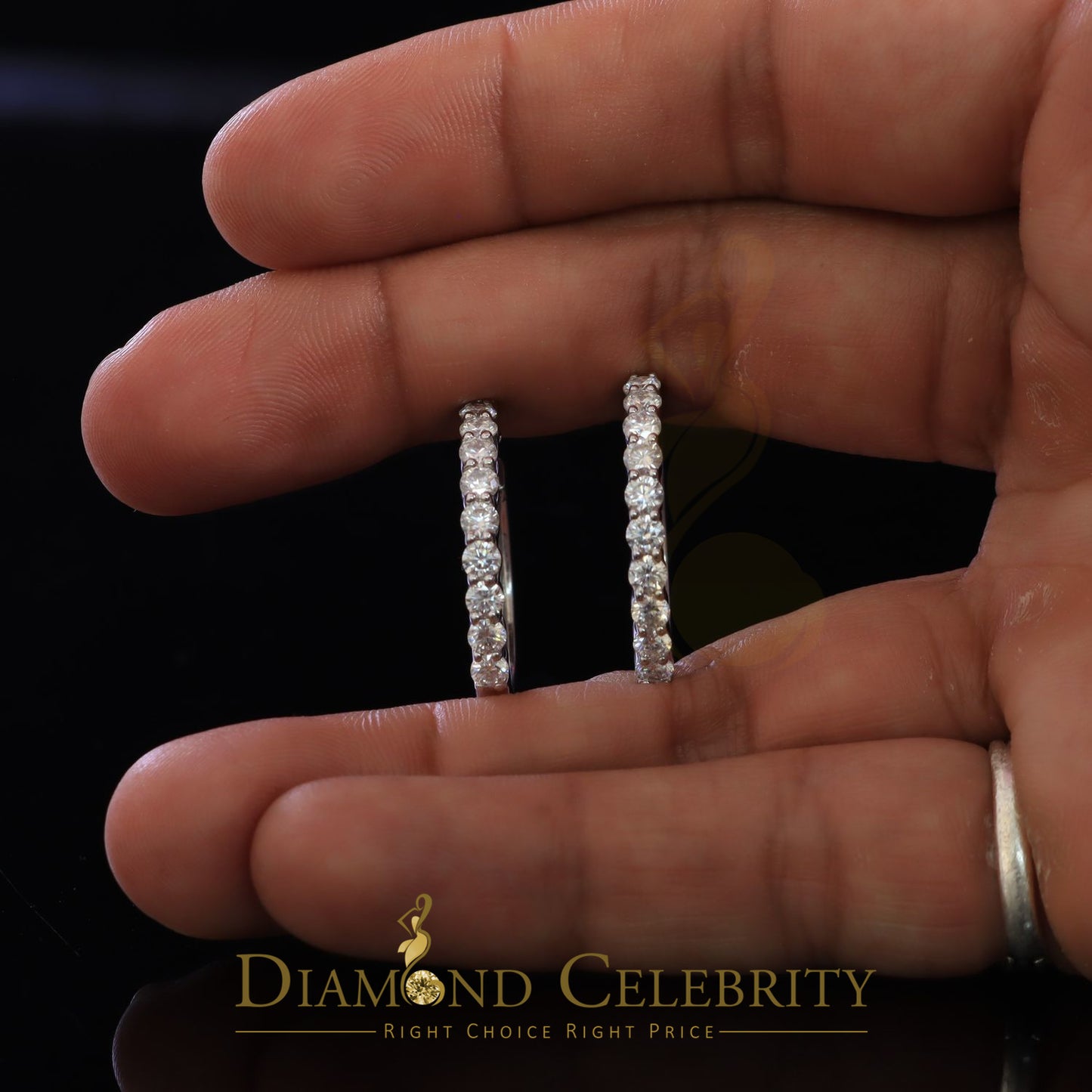 Diamondcelebritees 2.00ct Moissanite White 925 Sterling Silver Women's Hoop Earrings