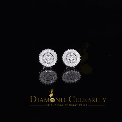DiamondCelebritees  White 925 Sterling Silver 0.24ct Cubic Zirconia For Women & Men Round Earrings