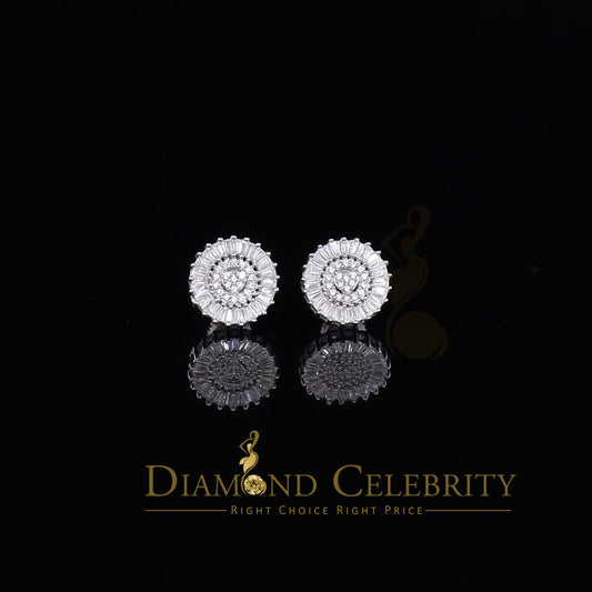 DiamondCelebritees  White 925 Sterling Silver 0.24ct Cubic Zirconia For Women & Men Round Earrings