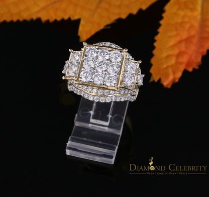 DiamondCelebritees 925 Sterling Yellow Silver 7.76ct Cubic Zirconia Square Engagement Women's Ring Size 9