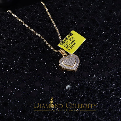DiamondCelebritees  Small Yellow Real 0.25ct Diamond 925 Silver double Heart Charm Necklace Pendant