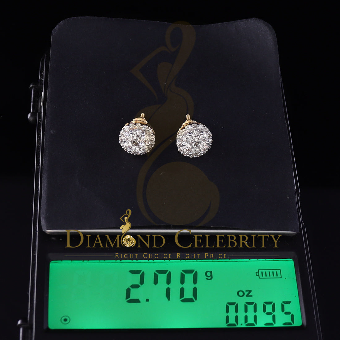 DiamondCelebritees 10K Real Yellow Gold w/Real 1.33 CT Diamond Men's/Women's Stud Earring
