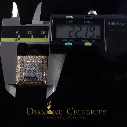DiamondCelebritees 925 Sterling Silver 4.50ct VVS 'D' Moissanite Yellow Square Rings Size 10 Men's