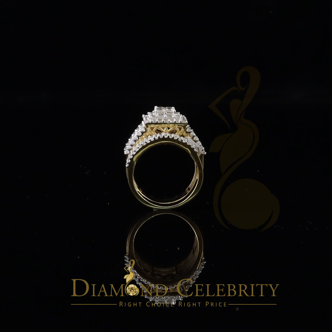 DiamondCelebritees 925 Sterling Yellow Silver Square 5.0ct Cubic Zirconia Bridal Womens Ring Size 7