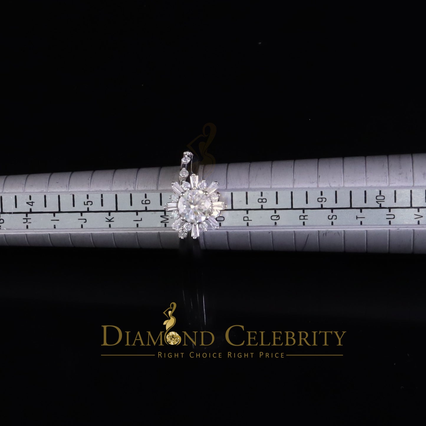 DiamondCelebritees New Womens 925 Silver White 1.25ct VVS 'D' Round Solitaire Moissanite Ring SZ 7