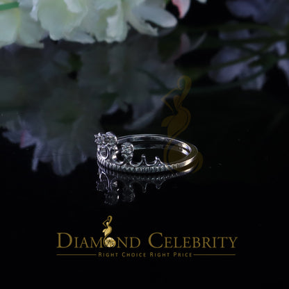 DiamondCelebritees 925 Silver White 0.10ct Cubic Zirconia Crown Sets Engangement Womens Ring Size 7
