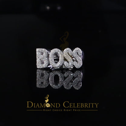 DiamondCelebritees Stylish "BOSS" 925 Silver White 0.50ct Micro Real Diamond Men's Band Ring SZ 8