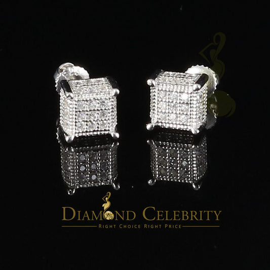 DiamondCelebritees  Elegant White 0.74ct Cubic Zirconia 925 Silver Square Earring's for Men & Women