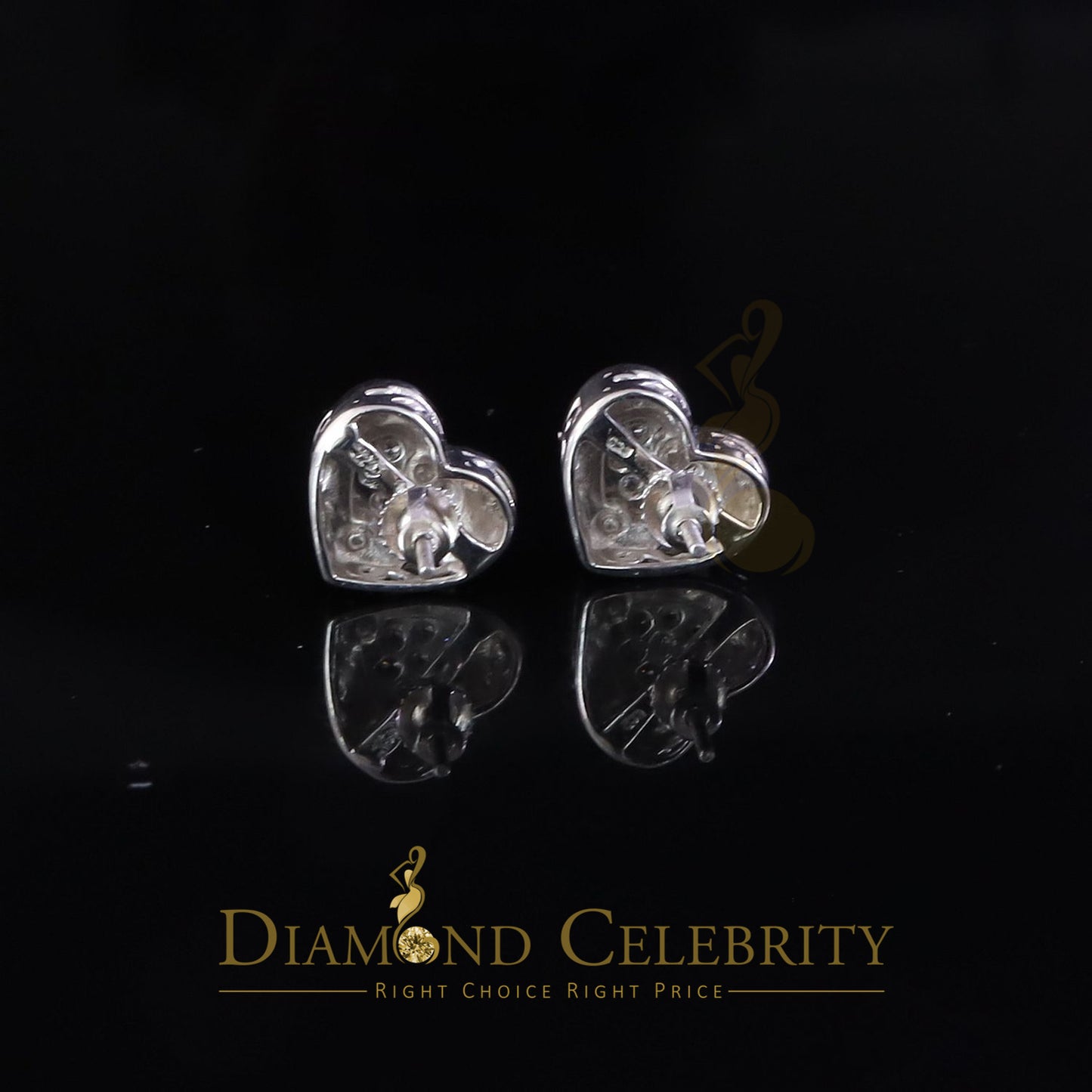 DiamondCelebritees  925 White Sterling Silver 1.36ct Cubic Zirconia Heart Women's Stud Earrings