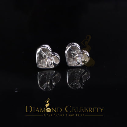 DiamondCelebritees  925 White Sterling Silver 1.36ct Cubic Zirconia Heart Women's Stud Earrings