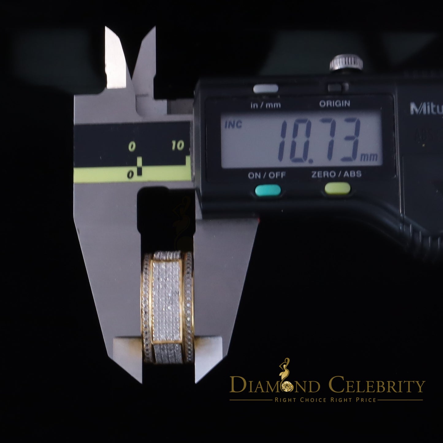 DiamondCelebritees Trendy Micro 0.33ct Real Diamond Men's 925 Silver Yellow Band Style Ring Sz 10