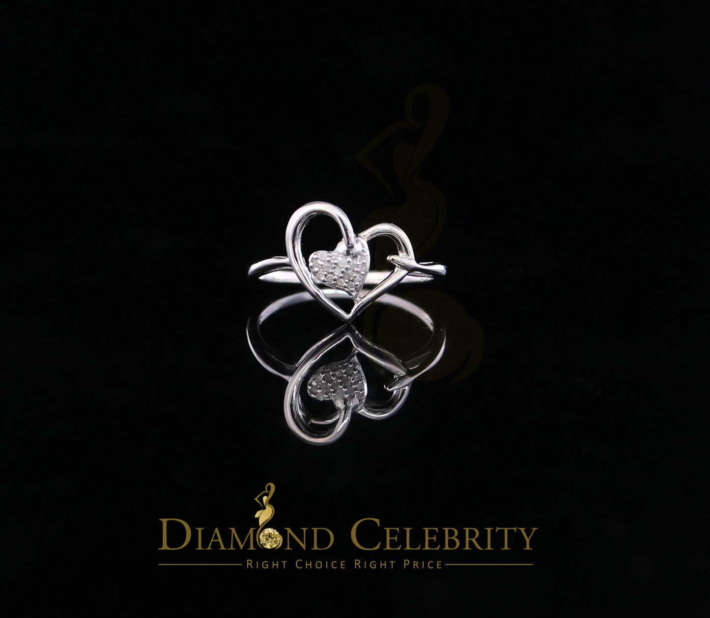 DiamondCelebritees Real Diamond 0.05ct 925 Sterling White Silver Heart Engagement Womens Ring SZ 7