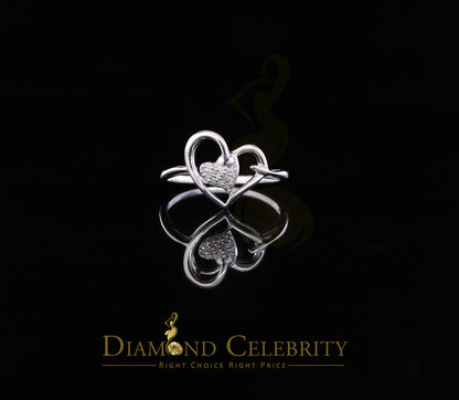 DiamondCelebritees Real Diamond 0.05ct 925 Sterling White Silver Heart Engagement Womens Ring SZ 7
