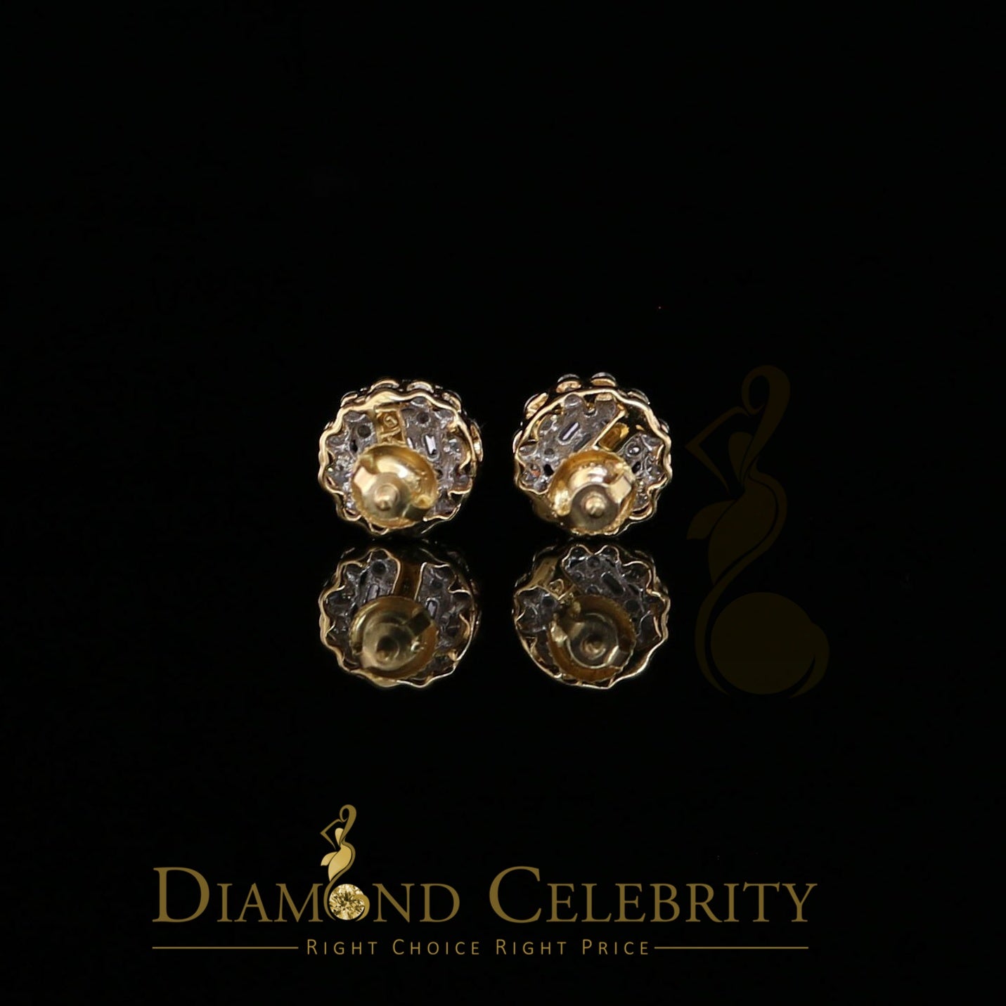 DiamondCelebritees 10K Real Yellow Gold with 0.66CT Real Diamond Men's/Women's Stud Earrings