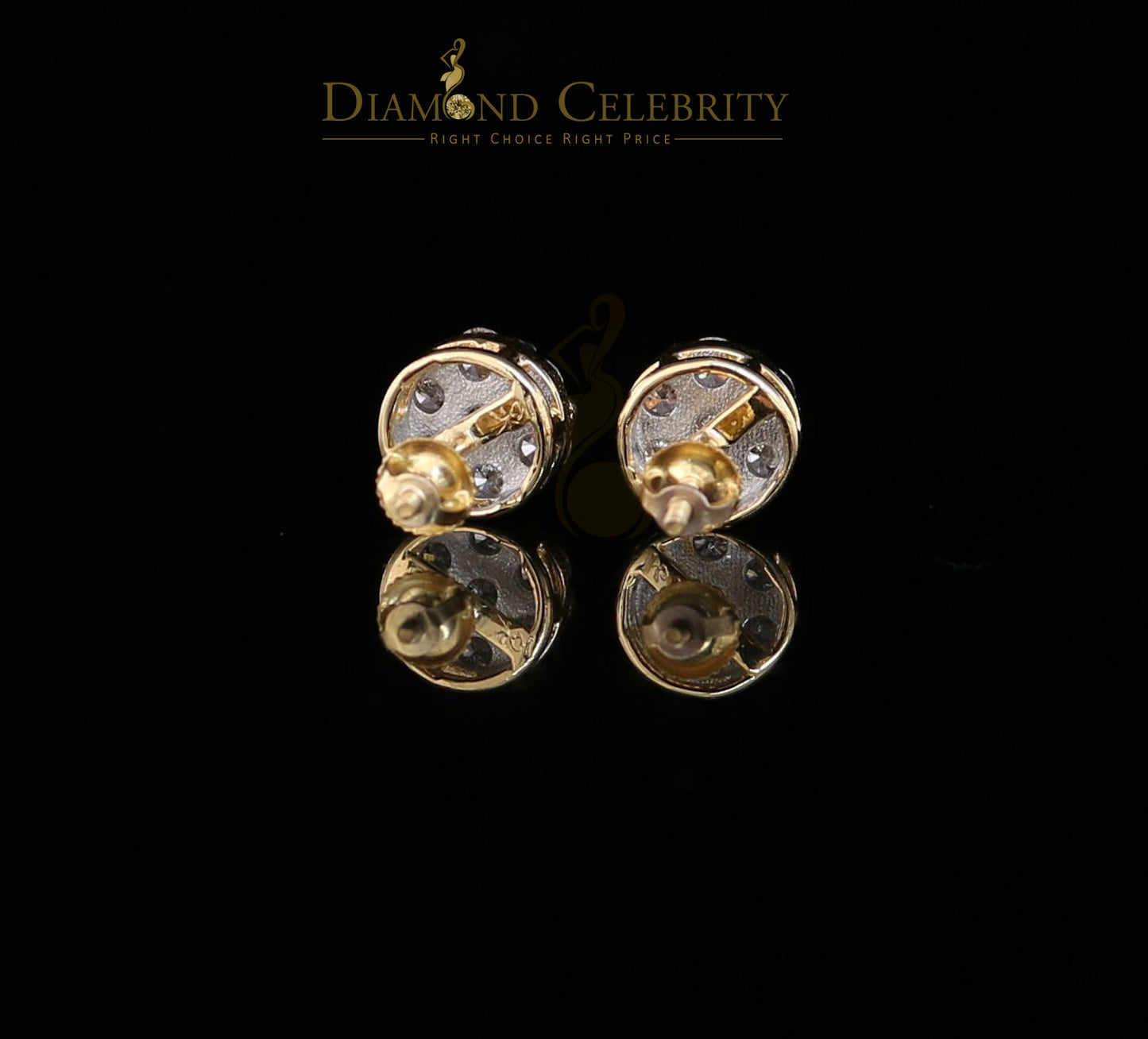 DiamondCelebritees 1.25CT Real Diamond with 10K Real Yellow Gold Men's/Women's Stud Earrings