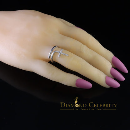 DiamondCelebritees 925 Sterling White Silver 0.15ct Cubic Zirconia Corss Womens Sets Ring Size 5.5