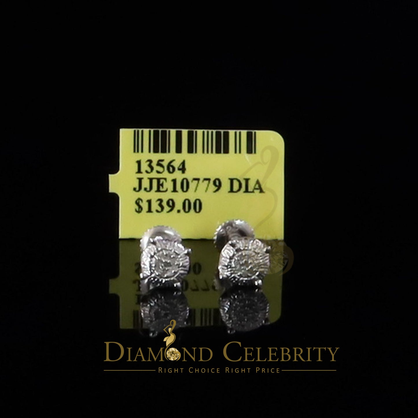 DiamondCelebritees 0.05ct Real Diamond 925 Sterling Silver White For Men's & Women's Round Earring