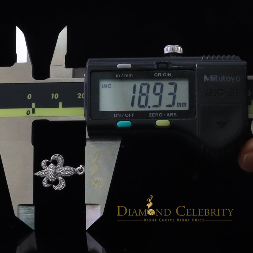 DiamondCelebritees 925 Sterling Silver Fleur de Lis Shape Pendant with 0.38ct Cubic Zirconia