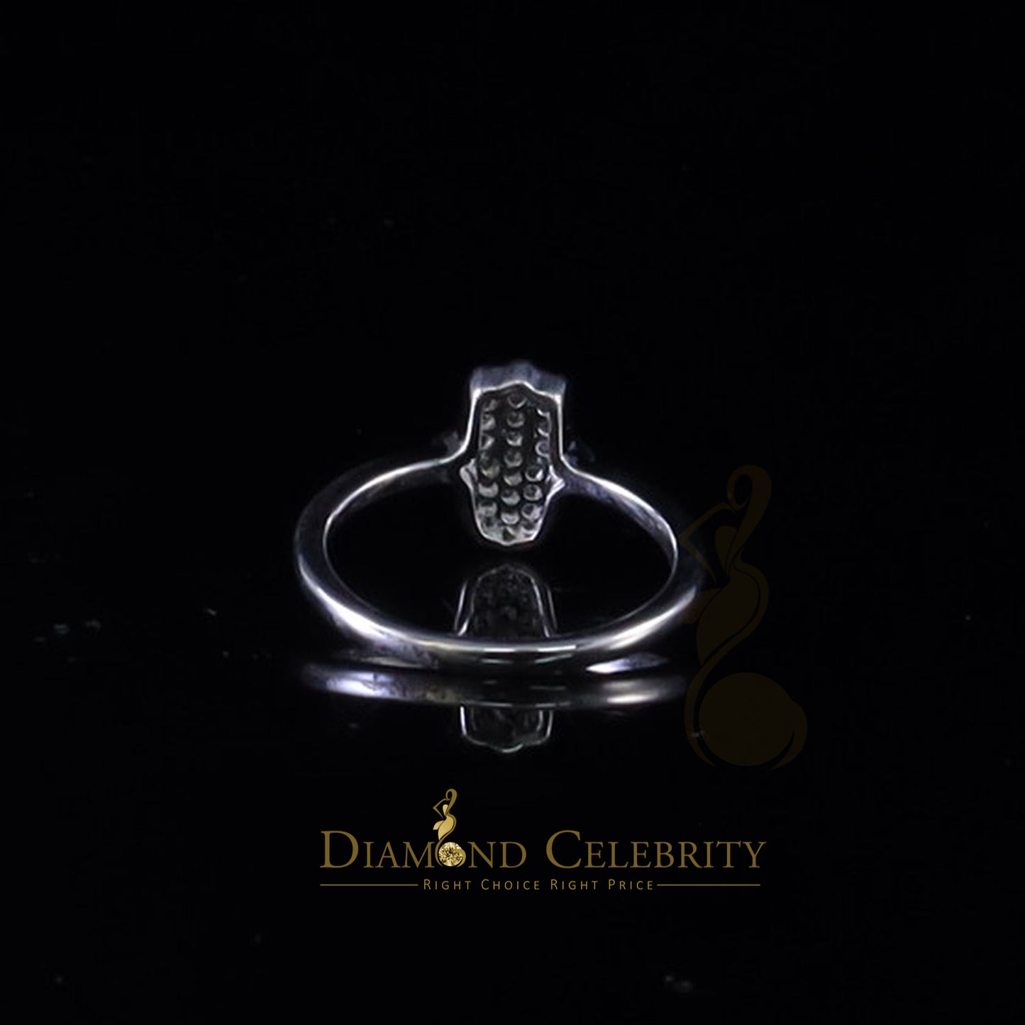 DiamondCelebritees 925 Sterling White Silver Shiny Hamsa 0.40ct Cubic Zirconia Women's Ring Size 6