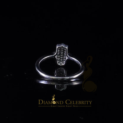 DiamondCelebritees 925 Sterling White Silver Shiny Hamsa 0.40ct Cubic Zirconia Women's Ring Size 6