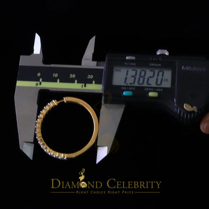 DiamondCelebritees 6.00ct Moissanite Yellow 925 Sterling Silver Women's In and Out Hoop Earrings