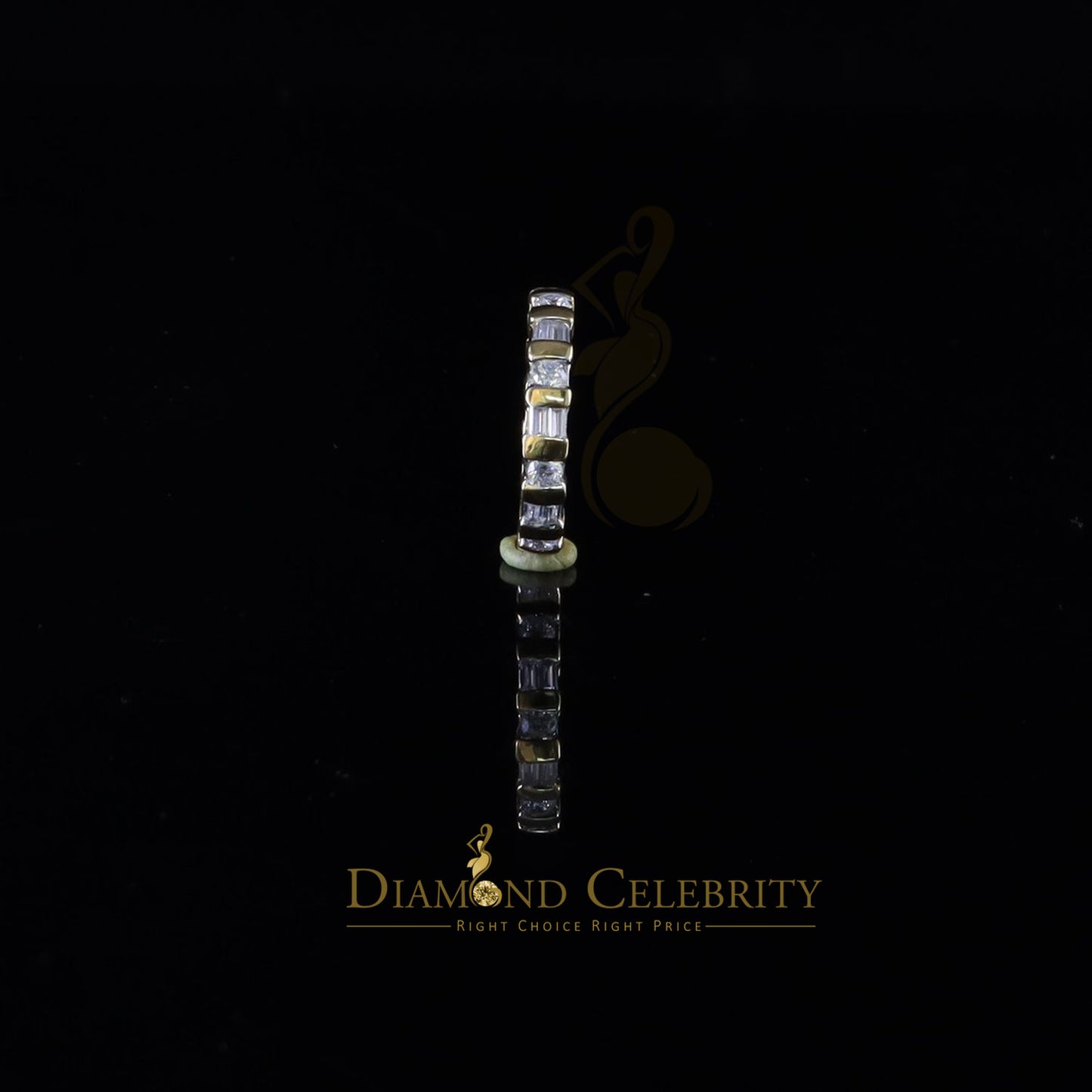 DiamondCelebritees 925 Sterling Yellow Silver 3.12ct Cubic Zirconia Eternity Women's Ring Size 8