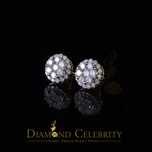 DiamondCelebritees Genuine 2.0ct Vvs 'D' Color Moissanite Cluster Earring 10k Real Yellow Gold