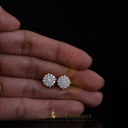 DiamondCelebritees Big Women's/Men's 925 Silver Yellow 0.50ct VVS D Moissanite Round Stud Earrings