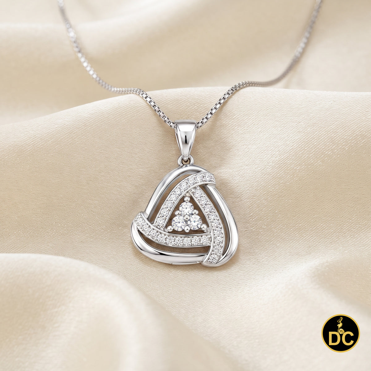 DiamondCelebritees 925 Sterling Silver White Double Triangle 1.00inch Pendant 1.65ct Cubic Zirconia