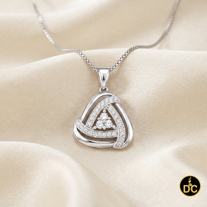 DiamondCelebritees 925 Sterling Silver White Double Triangle 1.00inch Pendant 1.65ct Cubic Zirconia