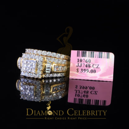 DiamondCelebritees 925 Sterling Silver Yellow 5.00ct Cubic Zirconia Bridal Womens Ring Size 7