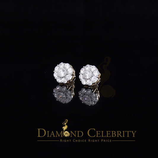 DiamondCelebritees  925 Yellow Silver 2.88ct Cubic Zirconia Women's & Men's Hip Hop Floral Earrings