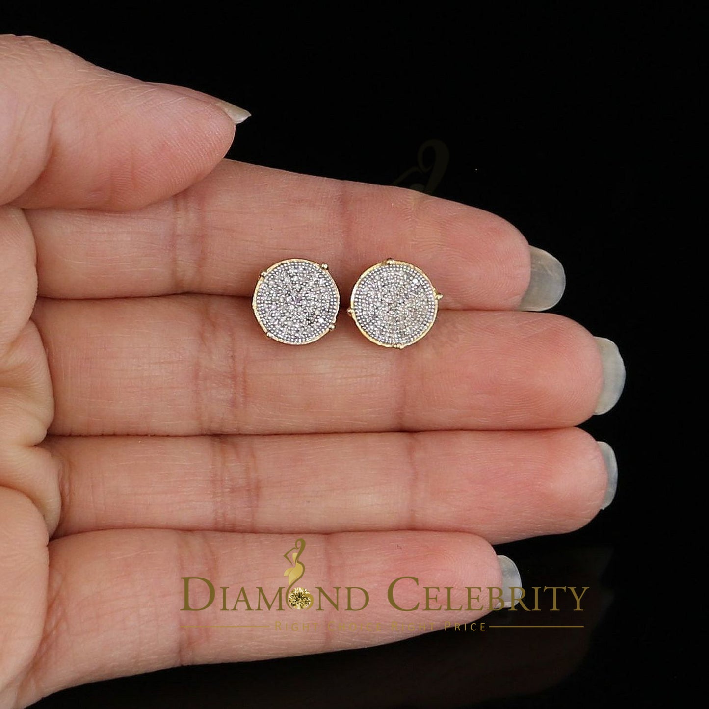 DiamondCelebritees 925 Sterling Silver 0.30ct Real Diamond For Women's/ Men's Yellow Round Earrings