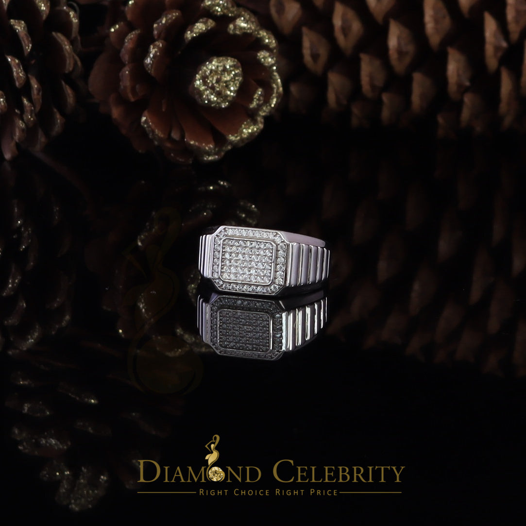 DiamondCelebritees 925 White Silver 0.75ct Cubic Zirconia Square Engagement Men's Ring Size 10