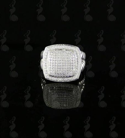 DiamondCelebritees 925 Silver White 2.00ct Cubic Zirconia Wide Square Albion Womens Ring Size 8