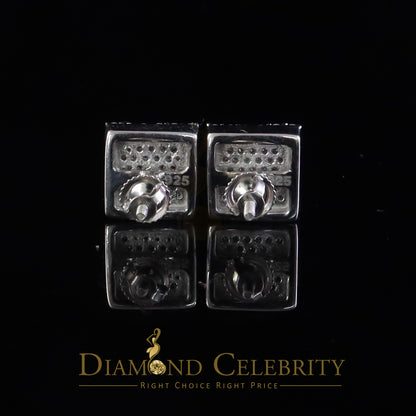 Diamondcelebritees 925 White Silver 0.80ct VVS 'D' Moissanite Square Stud Earring Men's/Womens