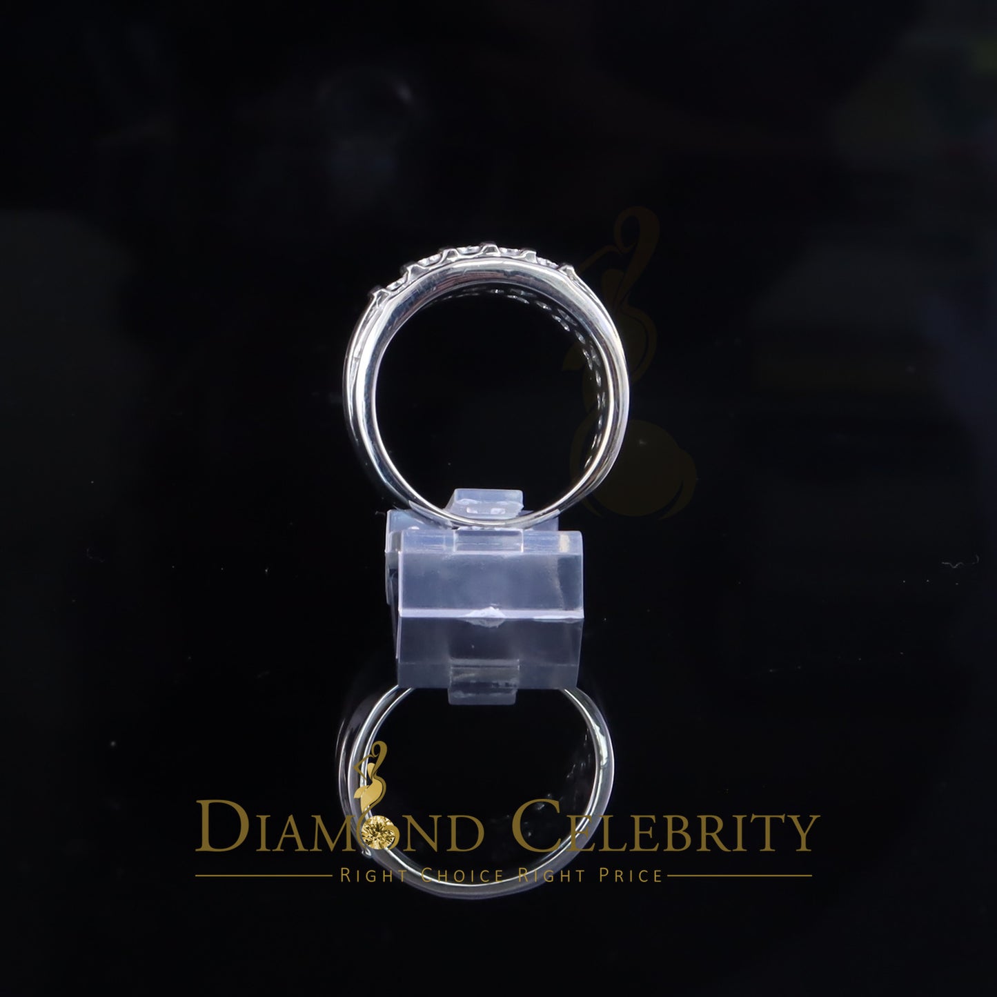 DiamondCelebritees 0.10ct Round Cut 925 Silver White Diamond Cluster Men's Wedding Band Ring SZ 11