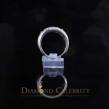 DiamondCelebritees 0.10ct Round Cut 925 Silver White Diamond Cluster Men's Wedding Band Ring SZ 11