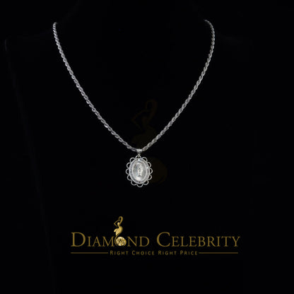 DiamondCelebritees 925 Silver Men/Women Flower Design St.Jude Mini CZ Stone Pendant White Religious