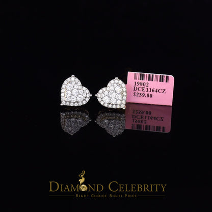 DiamondCelebritees  925 Sterling Yellow Silver 2.68ct Cubic Zirconia Heart Women's Stud Earrings