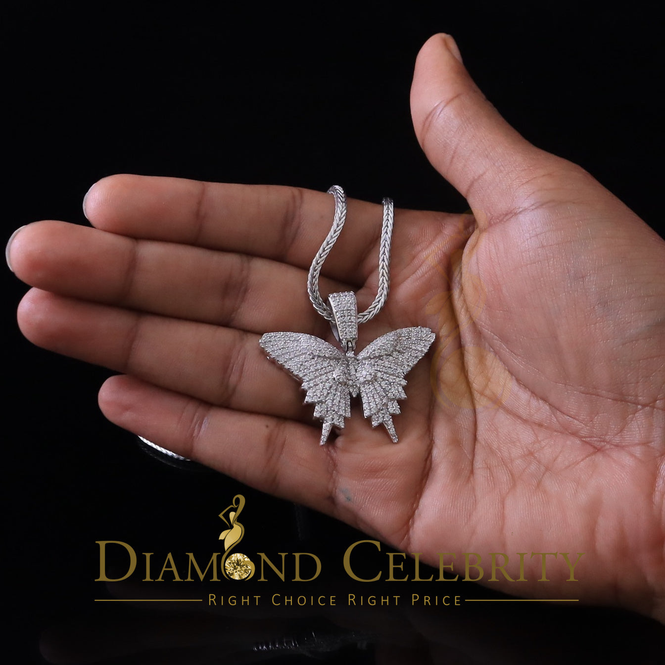 DiamondCelebritees White 925 Sterling Silver Butterfly Shape Pendant with 3.36ct Cubic Zirconia