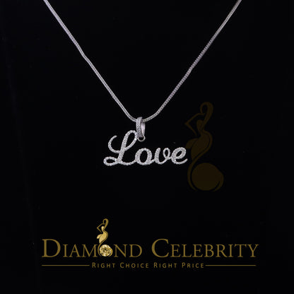 DiamondCelebritees White Attractive" LOVE" Letter 925 Sterling Silver Pendant 2.08ct Cubic Zirconia
