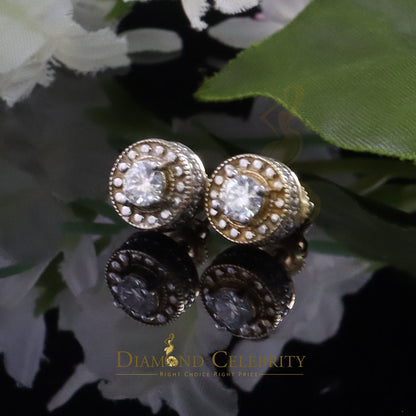 DiamondCelebritees Men's/Womens 925 Silver Yellow 0.50ct VVS 'D' Moissanite Round Stud Earrings
