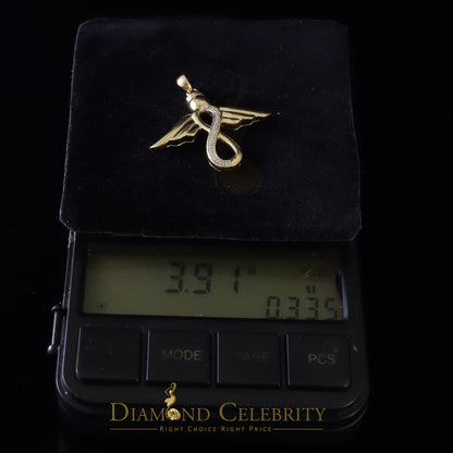 DiamondCelebritees  Real 0.05ct Diamond Sterling Silver Infinity with Wings Necklace Yellow Pendant
