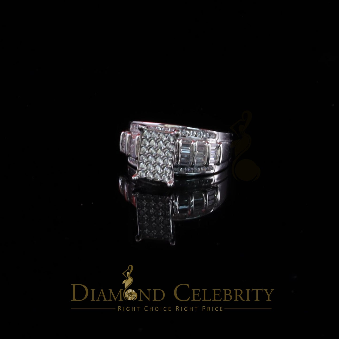 DiamondCelebritees 925 White Silver 1.31ct Cubic Zirconia Cinderella Engagement Womens Rings Size 8