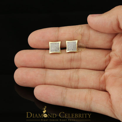 DiamondCelebritees Aretes Para 925 Sterling Yellow Silver 0.20ct Diamond Women & Men Kite Earrings