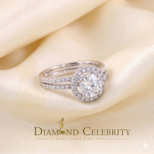 DiamondCelebritees 3.59ct Cubic Zirconia White 925 Sterling Silver Women 2PC Bridal Ring Size 7