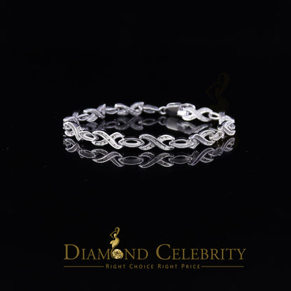 Diamondcelebritees 925 Silver White Exotic Design Bracelet Size 7 Inch 0.20CT Genuine Diamonds